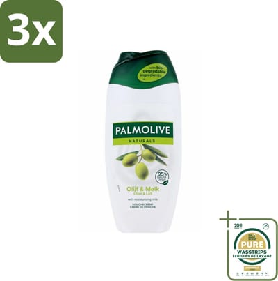 3 x Palmolive - Naturals - Douchecréme - Olijf & Melk - Natuurlijke ingrediënten - 250 ml - Grootverpakking - Douchecrème - Olijf En Melk - Natuurlijke Ingrediënten - Hydratatie - Huid Verzorging