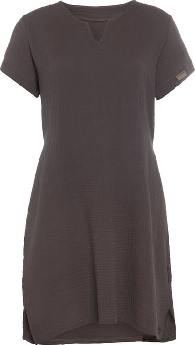 Knit Factory Indy Dames Jurk - Tuniek - Zomerjurk - Strandjurk - Antraciet - L - 100% Biologisch katoen