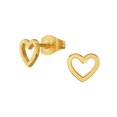 Traveller Oorbellen - Oorstekers Dames - Goudkleurig - Hart - Edelstaal - 6x7 mm - Verguld - 166339