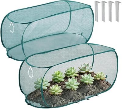 Afdekhoes voor tuinplanten van nylon, pop-up net, 2 stuks, voor de veiligheid van planten, ongediertebestrijding, ademend voor planten