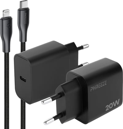 Phreeze usb C oplader met kabel geschikt voor iPhone en iPad met Lightning kabel - 1 meter - 25w PPS fast charger
