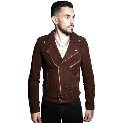 Heren geit suède leren Brando bikerjack-Melbourne