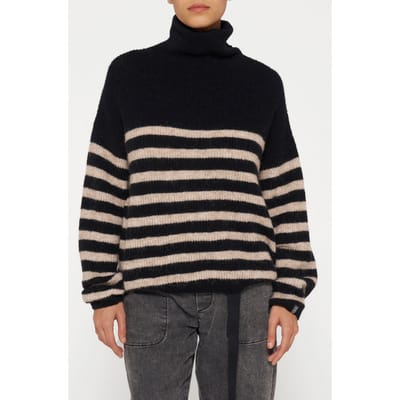 10DAYS Coll Sweater Knit Stripes Black/light Latte Maat: XS | Sweaters Outlet | Dames | Zwart