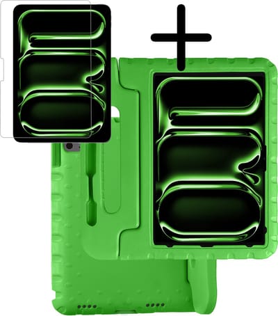 Hoesje Geschikt voor Apple iPad Pro (2024/2025) - 13 inch - Met Screenprotector - Kinderhoes Shockproof Bumper - Kidsproof Case - Tablet Hoes - Kinder Hoes Cover - Groen