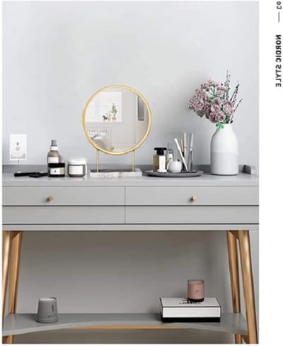 Make-up Spiegel - Vintage Decoratie - Dagelijkse Make-up - Gouden Metalen Frame - 26x20cm - Goud