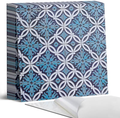 Coloray Plaktegels - Geometrisch patroon met een bloemenmotief Portugese Tegels - 30 cm x 30 cm - Blauw Plaktegels - 9 stuks - Vierkant PVC Tegels - Plaktegels Keuken - Zelfklevende Vloertegels - Vinyl Tegels Zelfklevend - Zelfklevende Tegels