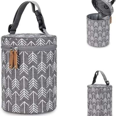 Koeltas voor Borstvoeding met IJsblok, Geschikt voor 6 Flessen van 9 Oz, Geïsoleerde Koeltas met Schouderband voor Moeders en Picknicks, Zwart