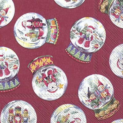 Lunch servetten - Schneekugel Red - IHR - 33x33 cm