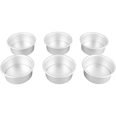 Moule à gâteau rond antiadhésif à fond amovible, lot de 6 pièces, 10 cm (4 pouces), idéal pour les mariages et les anniversaires. L white