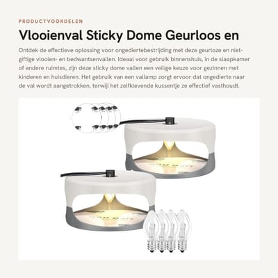 Dailygoods- Vlooienval Geurloos - Sticky Dome Vlooien- en Bedwantsenval - 2-Pack - Veilig voor Binnen - Diameter 18,5 cm - Effectieve Ongediertebestrijding - Ongedierteval