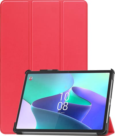 Hoes - Geschikt voor Lenovo Tab P11 Pro - Dun & Stevig - Trifold Bookcase - Hard Cover Case - Met Uitsparing Geschikt voor Lenovo Pen - Hardcover Book - Tablet Hoesje - Rood