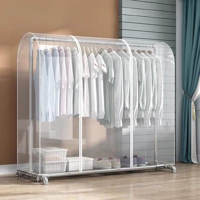 Kledingrail Afdekking - Stofkap Hangers - Kleding Beschermen - Dubbele Ritssluiting - 160 cm Lengte - Transparant