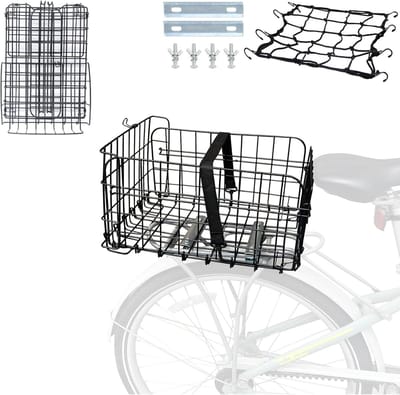 Famanu – Metalen fietsmand achter, stabiel en opvouwbaar, geschikt voor huisdieren