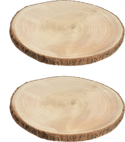 Kaarsenbord/decoratie dienblad - 6x - houten boomschijf - 20 x 3 cm - rond - tafeldecoratie