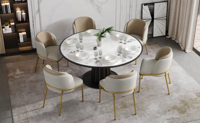MODFU - Eetkamerstoelenset - Verstelbare Voeten - Minimalistisch - Voor Eethoek Of Kantoor - Metaal En Hout - Beige
