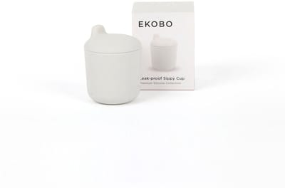 EKOBO Siliconen Tuitbeker Baby 13 cl - Lekvrij & Onbreekbaar- grijs