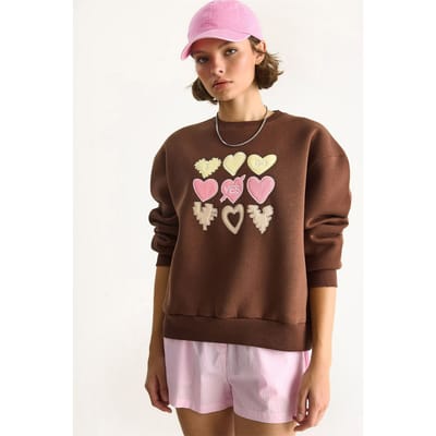 Hart Applicatie Relaxed Fit Rundhals Sweatshirt
