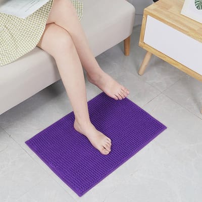 Zachte antislip badkamermat, huishoudelijk kortpolig chenille waterabsorberend tapijt kantoor entree studeerkamer slaapkamer woonkamer badkamer antislipmat voetmat (40cm*60cm) - Paars