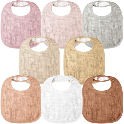 bearmoss Slabbetje voor baby's, mousseline slabbetjes voor baby's, 100% katoen, vierkante halsdoek, verstelbare babyslabbetjes, zachte slabbetjes voor jongens en meisjes, 8 stuks