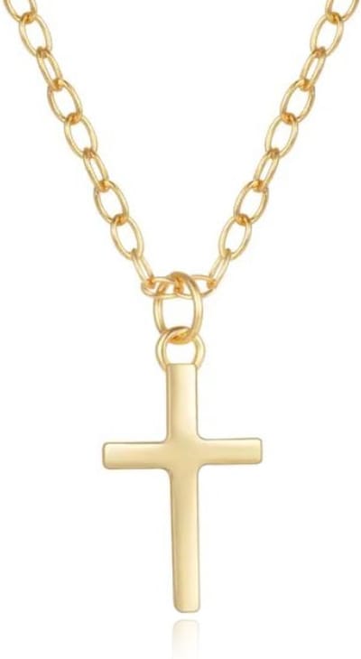 Elenza Goudkleurige Ketting met Klassiek Kruis in 925 Sterling Zilver