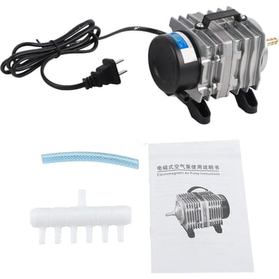 Pompe à oxygène électromagnétique pour aquarium 18 W 25 L/min utilisée pour aquarium, étang à fruits de mer black