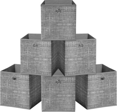 Famanu – Stoffen opbergdozen - grijs - 26 x 26 x 28 cm - duurzaam - stapelbaar en wasbaar - geschikt voor kleding of accessoires