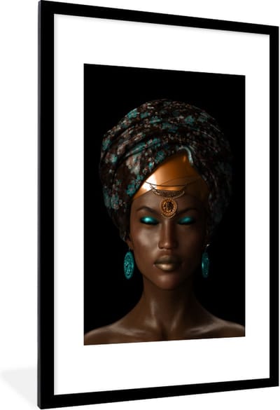 Fotolijst incl. Poster - Vrouw - Accessoires - Blauw - 80x120 cm - Posterlijst