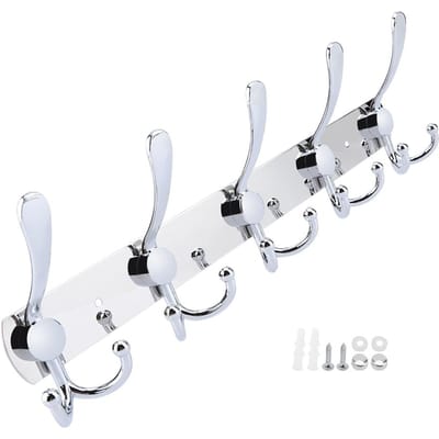 Multifunctionele Roestvrijstalen Wandhanger Haakrek Handdoek Hoedenrek voor Badkamer (5 Haken)