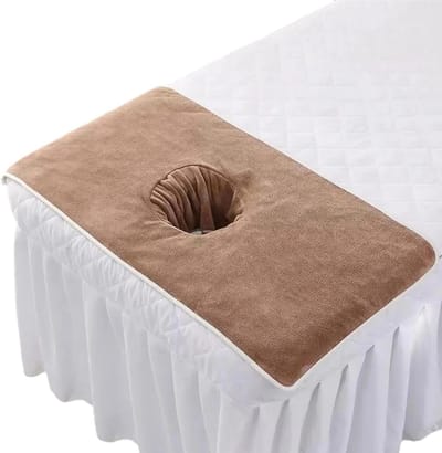 Massage Bed Handdoek - Spa Tafelhoes - Ontspanningsbehandelingen - Ergonomisch Gezichtsgat - 80x40 cm - Wit