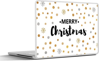 Laptop sticker - 10.1 inch - Spreuken - Goud - Kerst - Quotes - Merry Christmas - 25x18cm - Laptopstickers - Laptop skin - Cover