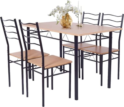 Eettafelset met 4 stoelen - Ruimtebesparende eetgroep voor eetkamer en keuken