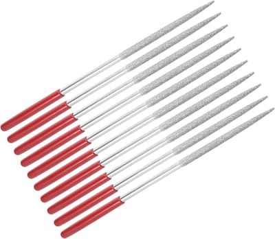 Nijptang met Diamantcoating, 150 Grit, 5mm Schacht, 180mm Lengte - Set van 10 Stuks voor Metalen, Glas en Steen Bewerking