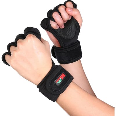 Gewichthefhandschoenen Polsbandages Bescherming Fitnesshandschoenen voor Pull-ups Bodybuilding Powerlifting L beige