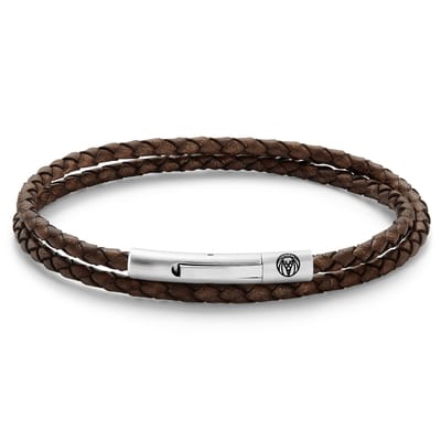 Collins 3 mm Bruine Leren Wikkelarmband