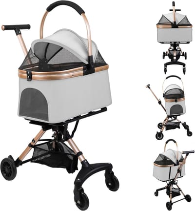 Opvouwbare Hondenbuggy - Reisbuggy Dier - Comfortabel Vervoer - Afneembare Mand - Tot 20 kg - Zwart