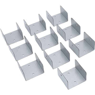 10 pièces Fixations de Poteau en Bois Forme U Acier Galvanisé Antivol Anti-vibration Colliers de Panneau de Clôture pour Béton Bois 35mm/1.38in