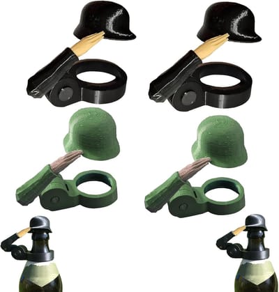 Bierflesdoppen met soldatengroet - 4 stuks - 3D-Geprint - Anti insecten dopjes - bierflessen - eco - voor barbecuefeestjes en bars - cadeaus voor veteranen, actieve militairen en patriottische bierliefhebbers - zwart + groen