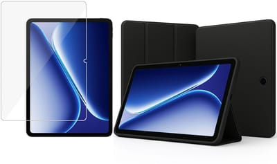 TechNow Hoesje + Screenprotector geschikt voor OnePlus Pad Go 2 Hoesje – Glas - Extreme Shock Case – Smart Case - Zwart