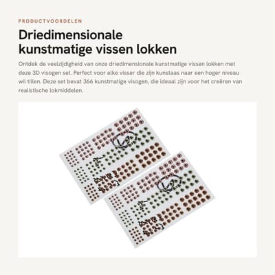 Dailygoods- Visogen Set - 366 Kunststof Kunstaas Ogen - 3D Driedimensionaal - Vissen Lokken Aas - Gemakkelijk te Gebruiken - Lichtgewicht