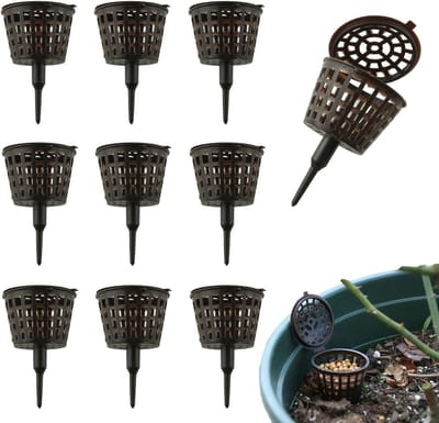 10 Stuks Bonsai Mestbakken met Deksel, Kleine Tuinpotten voor Planten, Automatische Voeding voor Orchideeën en Vetplanten
