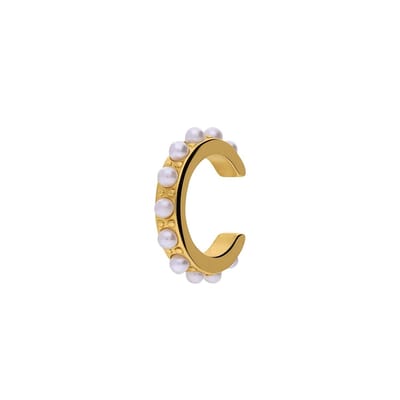 Lucardi Dames Stalen goldplated earcuff parel - Oorbellen - Staal - Goudkleurig