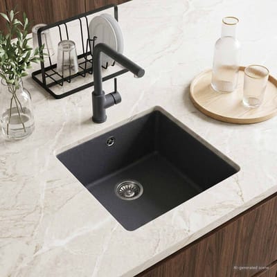 vidaXL - Enkele - keukenspoelbak - Graniet - 43 - x - 46 - x - 20 - cm - Grafiet