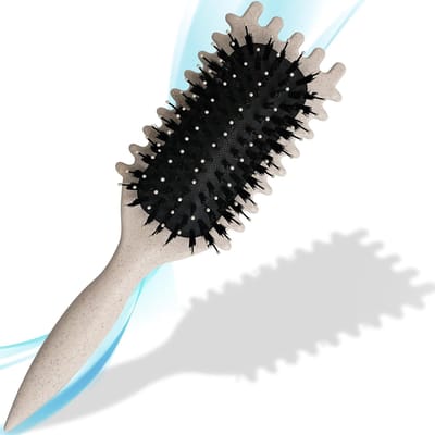 Famanu - Haarborstel zonder trekken, ontwarringsborstel, lang haar, ontwarrende borstel, krulborstel, hoogwaardige plastic haren, styling- en ontwarringsborstel voor soepele krullen of nat