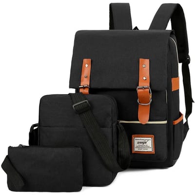 Sac à dos d'ordinateur de grande capacité, sac d'affaires à la mode, sac de voyage de loisirs en plein air, ensemble avec externe noir