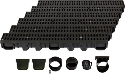 Drainagegoot Set - Afvoergoot Regenwater - Wateroverlast Voorkomen - Modulair Insteeksysteem - 6 meter - Zwart