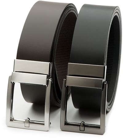 DTCH.FIT Nathan - automatische en verstelbare gesp - Zwarte & Donkerbruine riem - geen gaatjes - 3,5cm breed - Riemmaat 85cm - Totale lengte 100cm - 2 Stuks