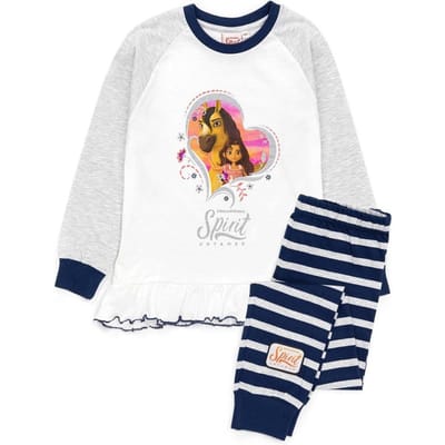 Ensemble de pyjama à manches longues Spirit Girls Équitation Libre Indomptée 8-9 Years white