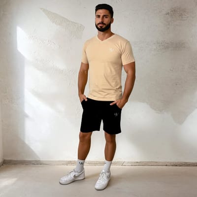 YV SPORT - YV MOTION V-shirt for him - Premium kwaliteit - Hoogwaardige stof - Luxe uitstraling - Tot XXL - Comfortabel en zacht - Perfecte pasvorm - Activewear - Casual of sportief - Fitness en sport shirt - Sportkleding heren - Kaki - Maat S