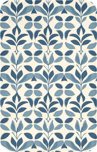 WC mat 50x80 cm - Antislip - Flora - Modern - Blauw - Toiletmat - Vloermat - Douchemat - Toilet tapijt - Toiletmatten