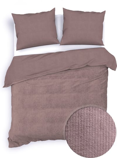 Zohome Dekbedovertrek Velluto-a-Coste - Effen Bedlinnen - 200x220 - Roze - Dekbedhoes van Polyester / Katoen